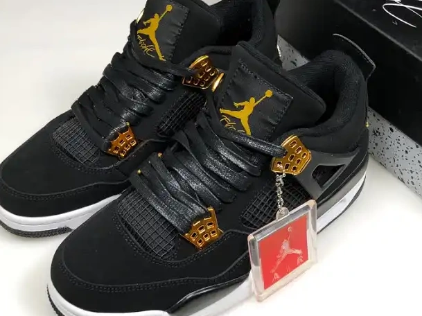 308497-032 Air 4 Royalty Gold-White Black Metallic Jordan 0327